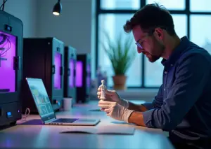 Мастерская фотополимерной 3D печати с принтерами, емкостями со смолой, станцией промывки и ноутбуком