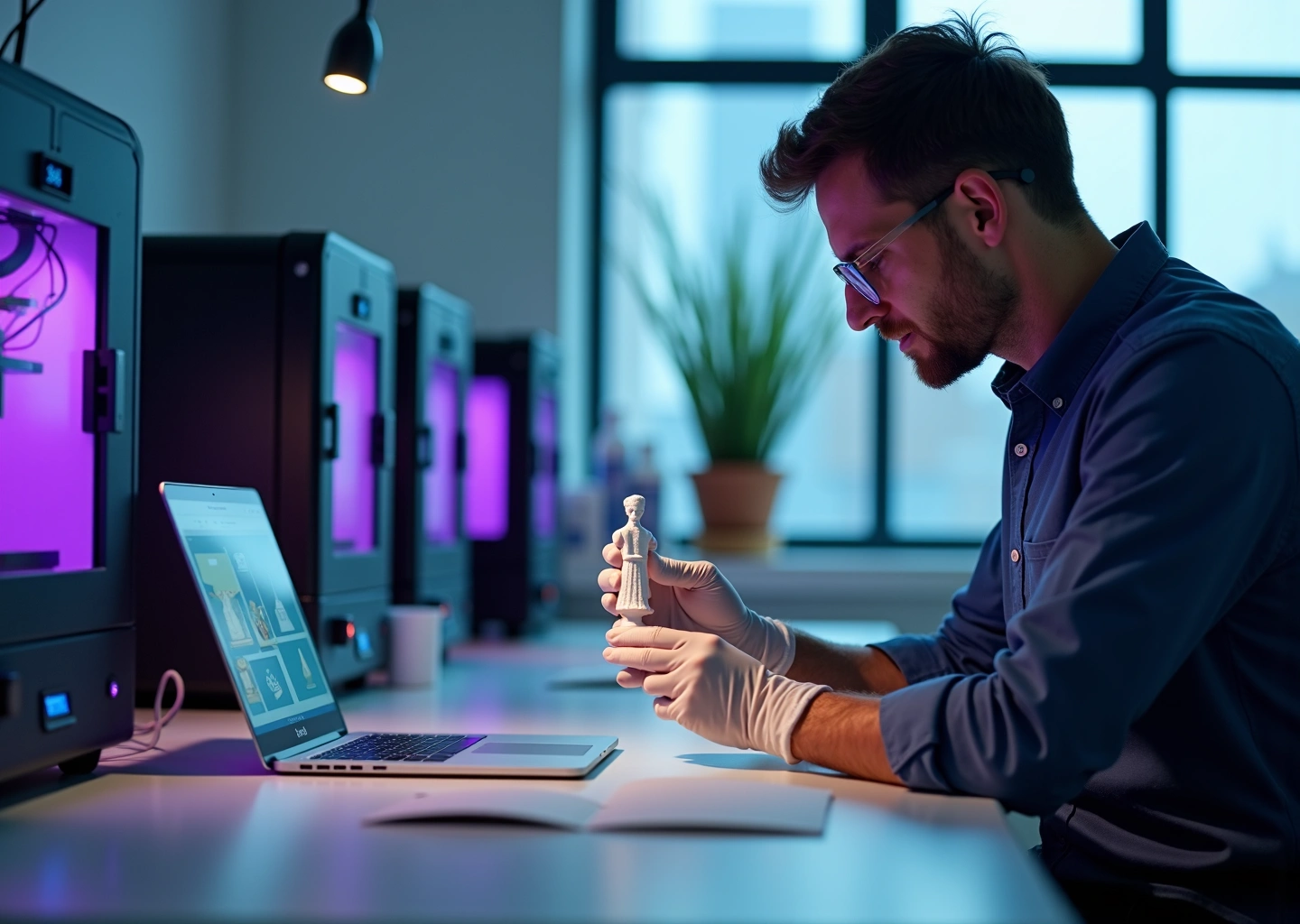 Мастерская фотополимерной 3D печати с принтерами, емкостями со смолой, станцией промывки и ноутбуком