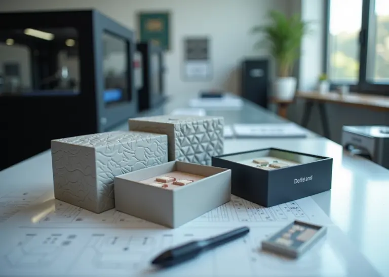 Мастерская 3D‑печати и образцы уникальной упаковки: коробочки, вставки и крышки, CAD‑чертежи и инструменты для постобработки